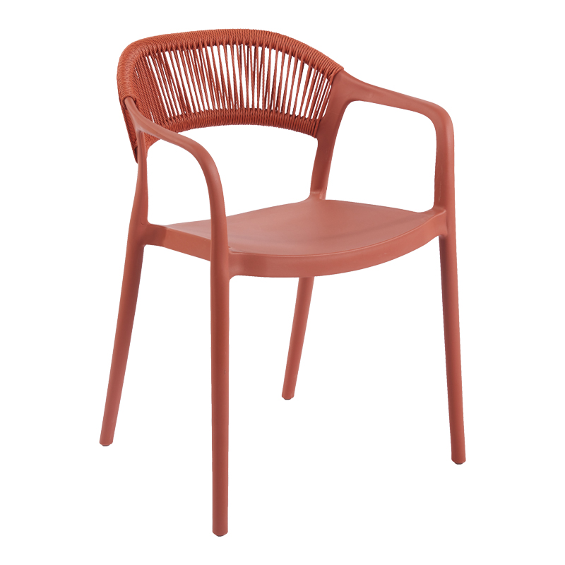 Πολυθρόνα Ankara pakoworld στοιβαζόμενη pp-pe rattan σε terracotta απόχρωση 54x55.5x77εκ 1