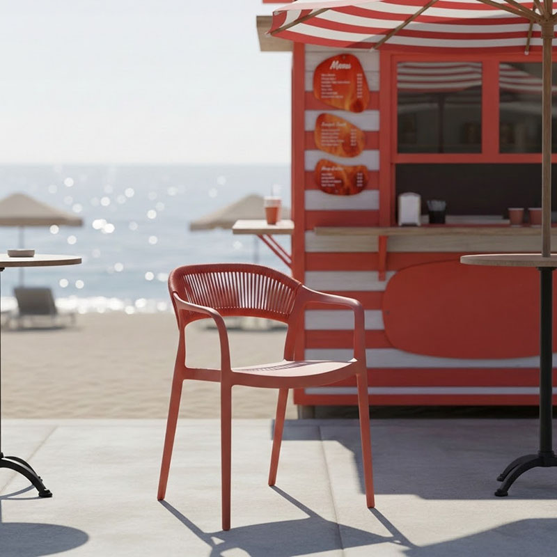 Πολυθρόνα Ankara pakoworld στοιβαζόμενη pp-pe rattan σε terracotta απόχρωση 54x55.5x77εκ 2