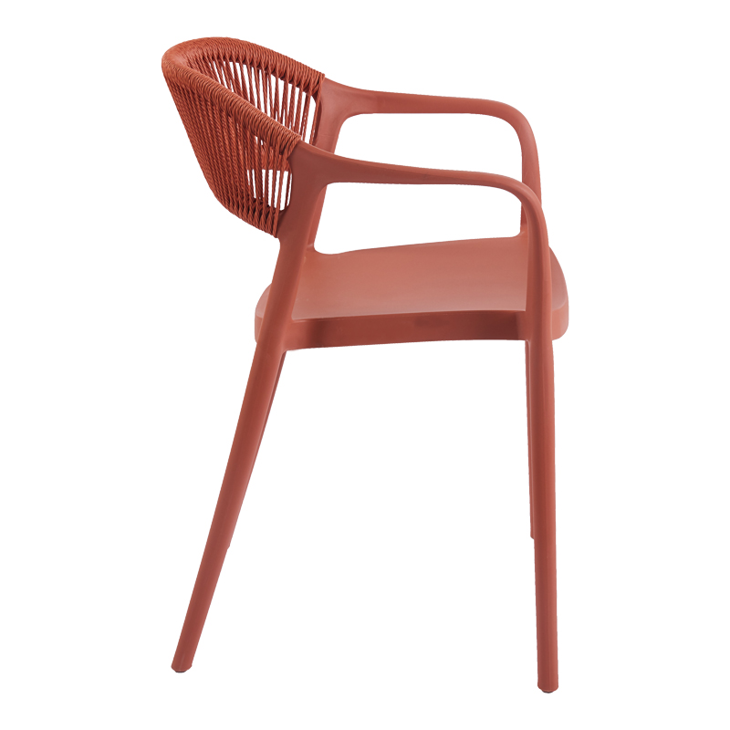 Πολυθρόνα Ankara pakoworld στοιβαζόμενη pp-pe rattan σε terracotta απόχρωση 54x55.5x77εκ 4