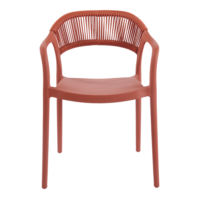 Πολυθρόνα Ankara pakoworld στοιβαζόμενη pp-pe rattan σε terracotta απόχρωση 54x55.5x77εκ 5