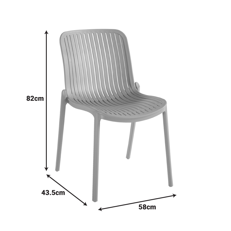 Καρέκλα Teragi στοιβαζόμενη pakoworld pp με UV protection ανθρακί 58x43.5x82εκ 8