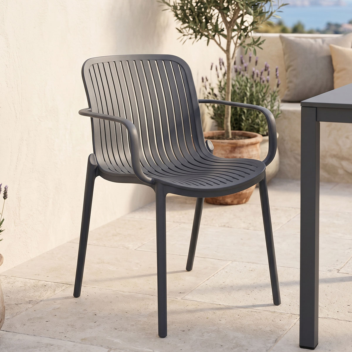 Πολυθρόνα Teragi στοιβαζόμενη pakoworld pp με UV protection ανθρακί 59x57x82εκ 1