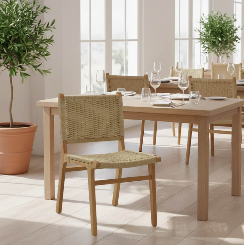 Καρέκλα Julien pakoworld rubberwood φυσικό-έδρα φυσικό σχοινί 61x54x85εκ 1