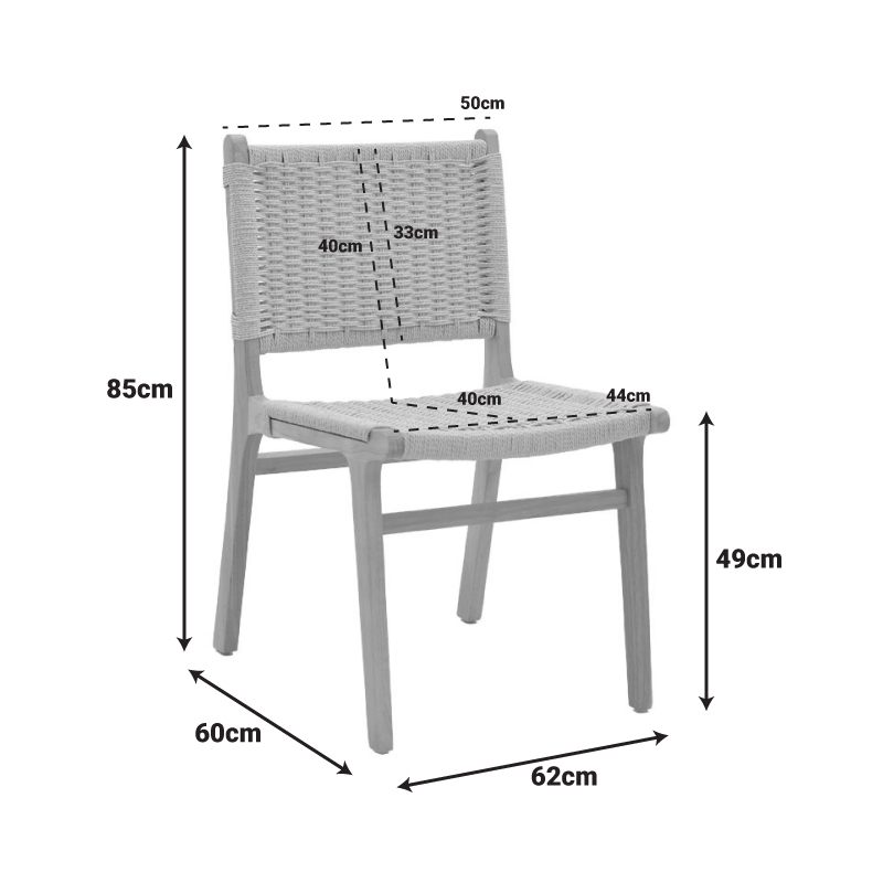 Καρέκλα Julien pakoworld rubberwood φυσικό-έδρα φυσικό σχοινί 61x54x85εκ 2