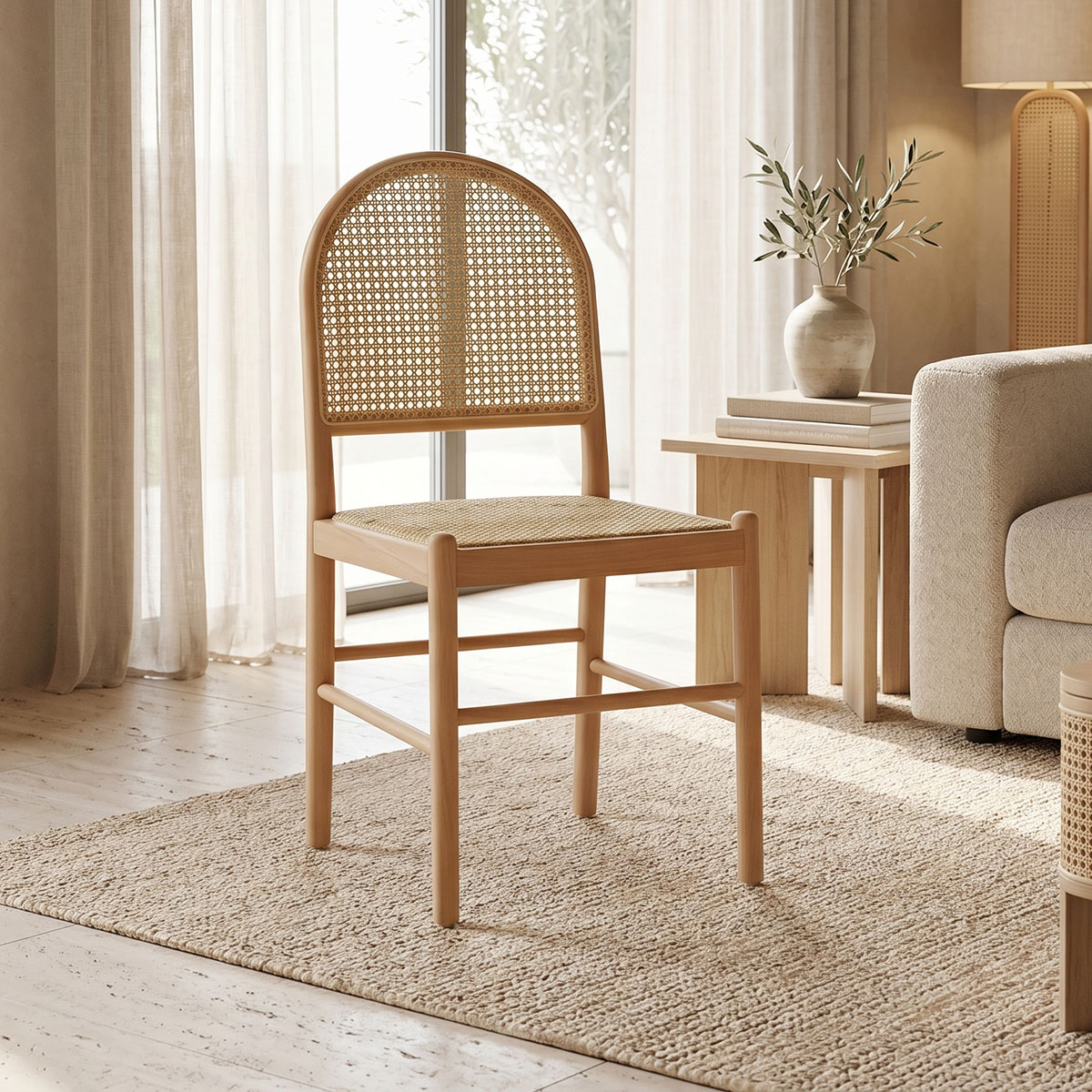 Καρέκλα Alessia pakoworld ξύλο οξιάς-rattan φυσικό 43x44x89εκ 1