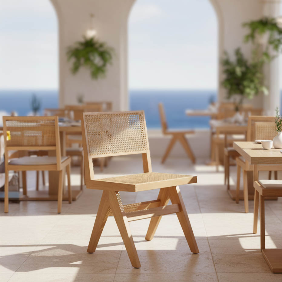 Καρέκλα Winslow pakoworld φυσικό rubberwood 45x56x82εκ 1