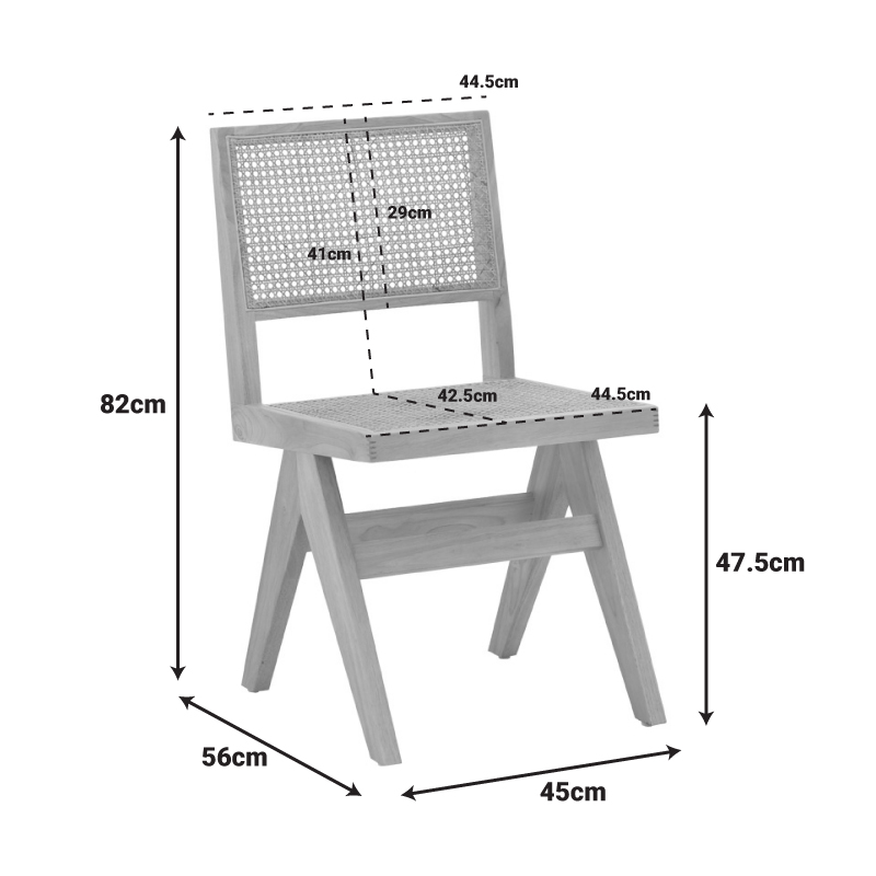 Καρέκλα Winslow pakoworld φυσικό rubberwood 45x56x82εκ 3