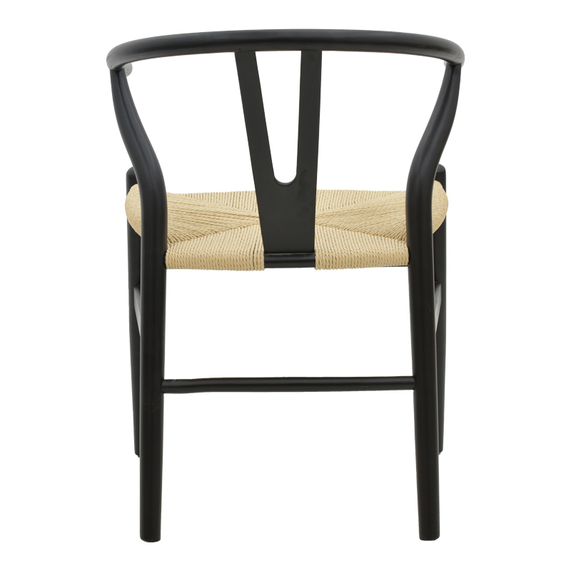 Καρέκλα Wishbone pakoworld μαύρο ξύλο οξιάς-έδρα με σχοινί σε φυσική απόχρωση 53x55x76εκ 6