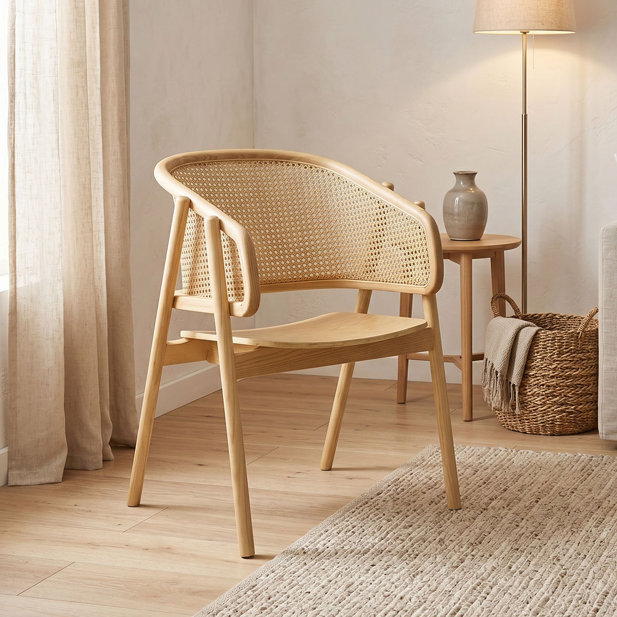 Πολυθρόνα Wenzy pakoworld φυσικό Rattan - μασίφ ξύλο toon 58x58x82εκ 1