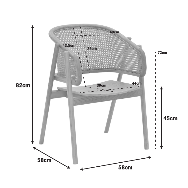 Πολυθρόνα Wenzy pakoworld φυσικό Rattan - μασίφ ξύλο toon 58x58x82εκ 3