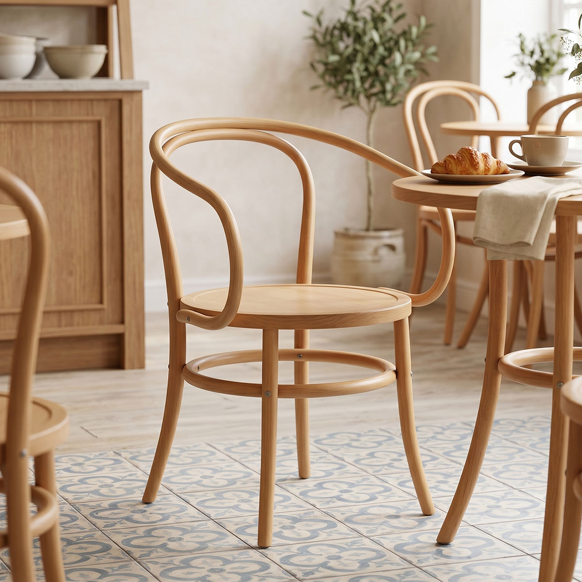 Πολυθρόνα Verfie pakoworld φυσικό ξύλο οξιάς 55x50x83εκ 1