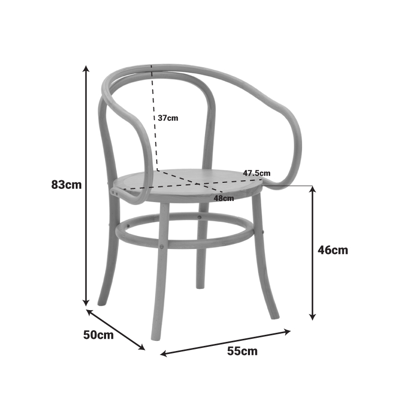 Πολυθρόνα Verfie pakoworld φυσικό ξύλο οξιάς 55x50x83εκ 3