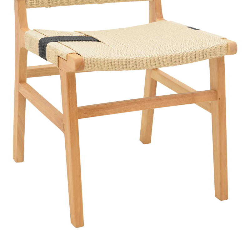 Καρέκλα Julien pakoworld rubberwood και επένδυση με σχοινί σε φυσικό-μαύρο χρώμα 61x54x85εκ 8