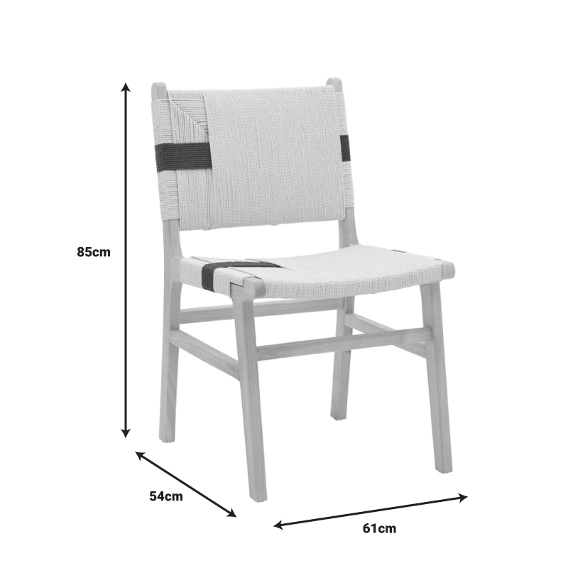Καρέκλα Julien pakoworld rubberwood και επένδυση με σχοινί σε φυσικό-μαύρο χρώμα 61x54x85εκ 9