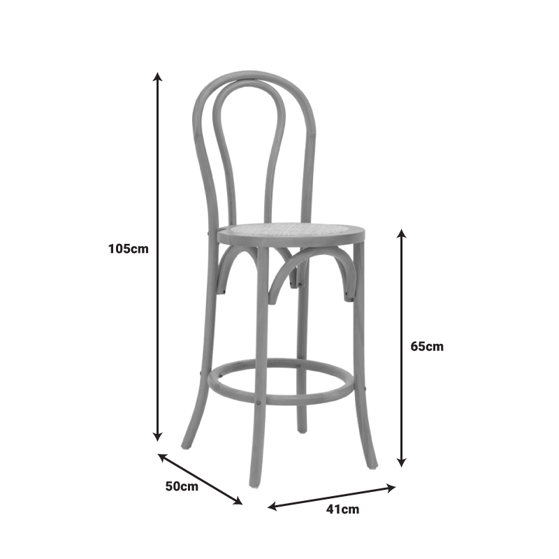 Σκαμπό μπαρ Thonet pakoworld φυσικό ξύλο οξιάς-έδρα φυσικό rattan 41x50x105εκ 9