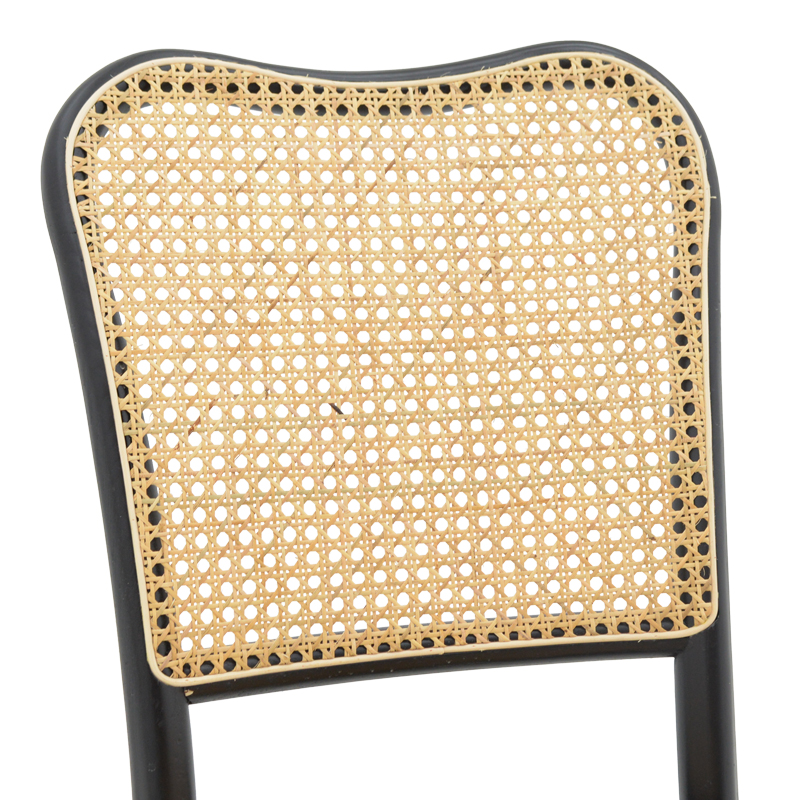 Καρέκλα στοιβαζόμενη Zozele pakoworld φυσικό rattan pe-μαύρο toon wood 45x51x88εκ 6