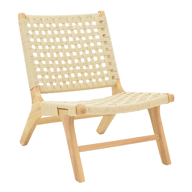 Πολυθρόνα Polisin pakoworld σχοινί-rubberwood σε φυσική απόχρωση 55x80x77εκ 1
