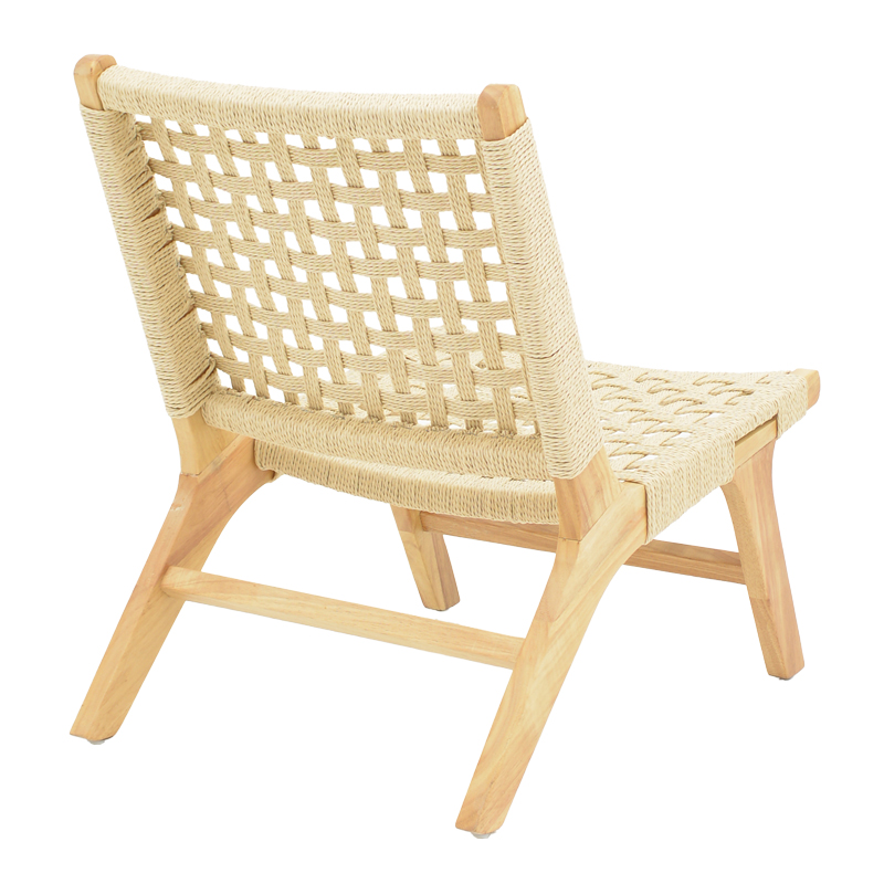 Πολυθρόνα Polisin pakoworld σχοινί-rubberwood σε φυσική απόχρωση 55x80x77εκ 2