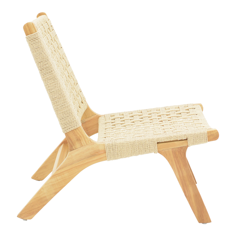 Πολυθρόνα Polisin pakoworld σχοινί-rubberwood σε φυσική απόχρωση 55x80x77εκ 3