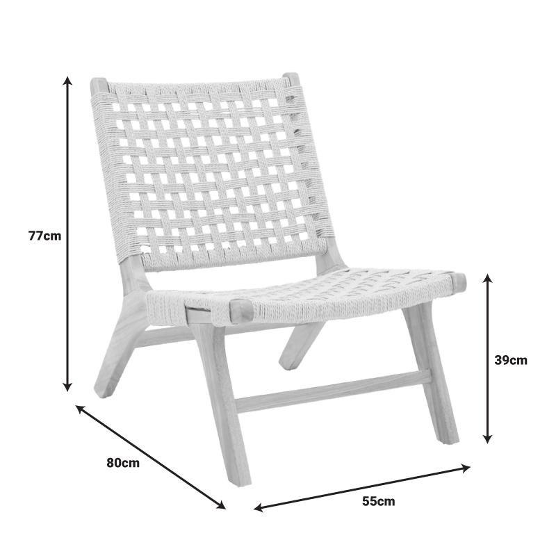 Πολυθρόνα Polisin pakoworld σχοινί-rubberwood σε φυσική απόχρωση 55x80x77εκ 8