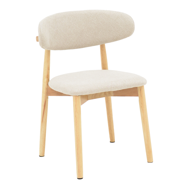 Καρέκλα Ubene pakoworld rubberwood και ύφασμα σε φυσική και μπεζ απόχρωση 46x58x79εκ 1