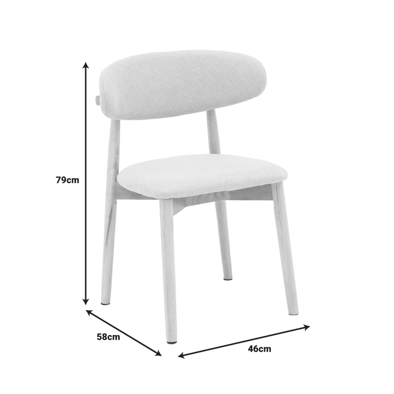Καρέκλα Ubene pakoworld rubberwood και ύφασμα σε φυσική και μπεζ απόχρωση 46x58x79εκ 8