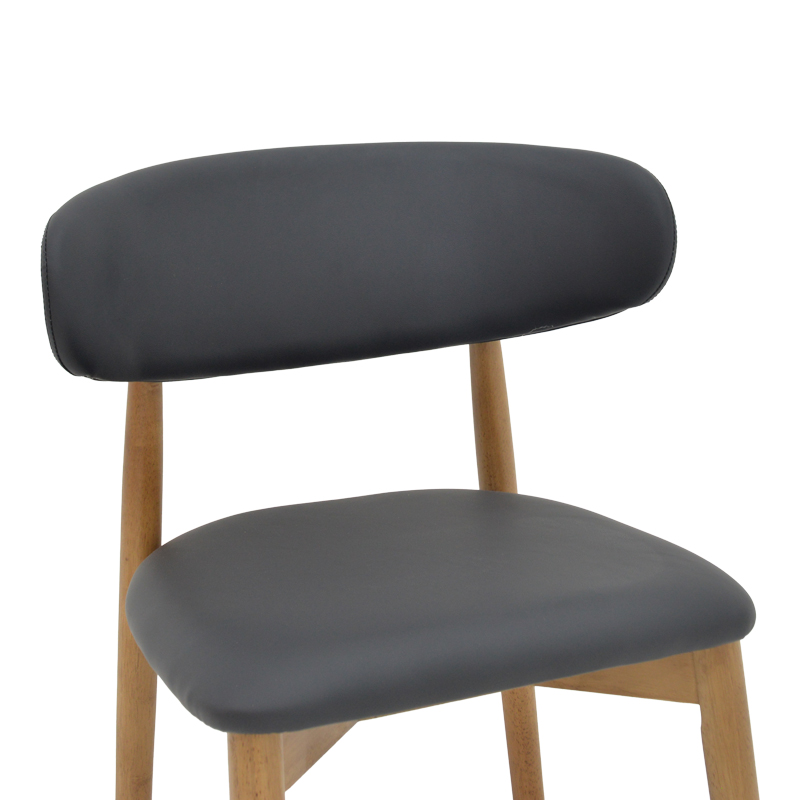 Καρέκλα Ubene pakoworld rubberwood και pu σε καρυδί και μαύρο απόχρωση 46x58x79εκ 6