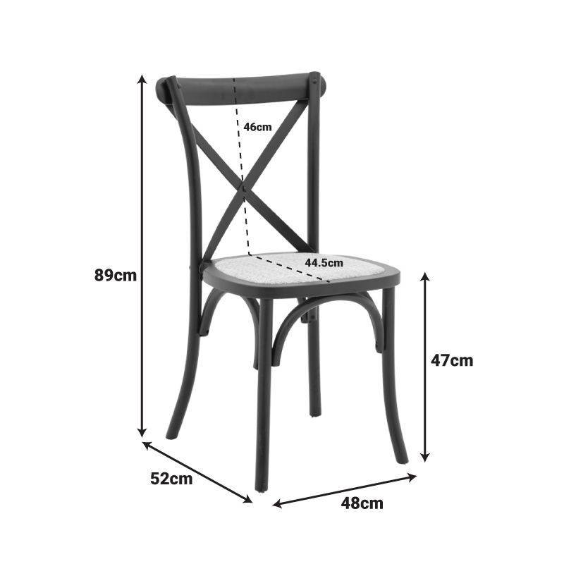 Καρέκλα Dylon pakoworld στοιβαζόμενη μαύρο ξύλο οξιάς-έδρα φυσικό rattan 48x52x89εκ 8