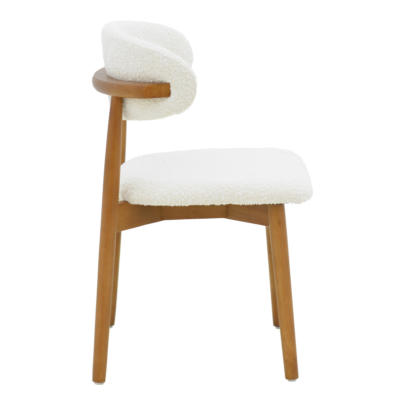 Καρέκλα Ubene pakoworld rubberwood σε καρυδί-μπουκλέ ύφασμα σε λευκή απόχρωση 51x56x79εκ 3