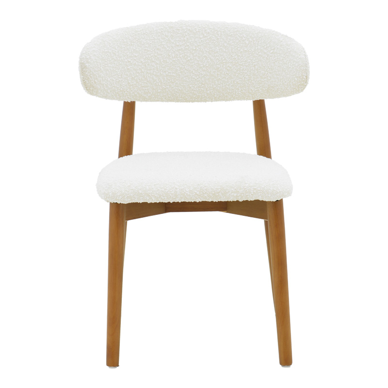 Καρέκλα Ubene pakoworld rubberwood σε καρυδί-μπουκλέ ύφασμα σε λευκή απόχρωση 51x56x79εκ 4