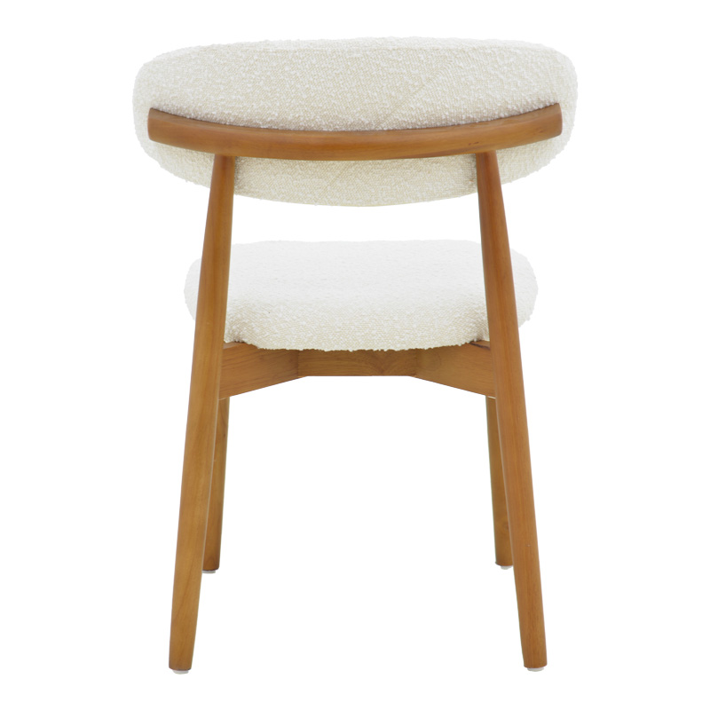 Καρέκλα Ubene pakoworld rubberwood σε καρυδί-μπουκλέ ύφασμα σε λευκή απόχρωση 51x56x79εκ 5