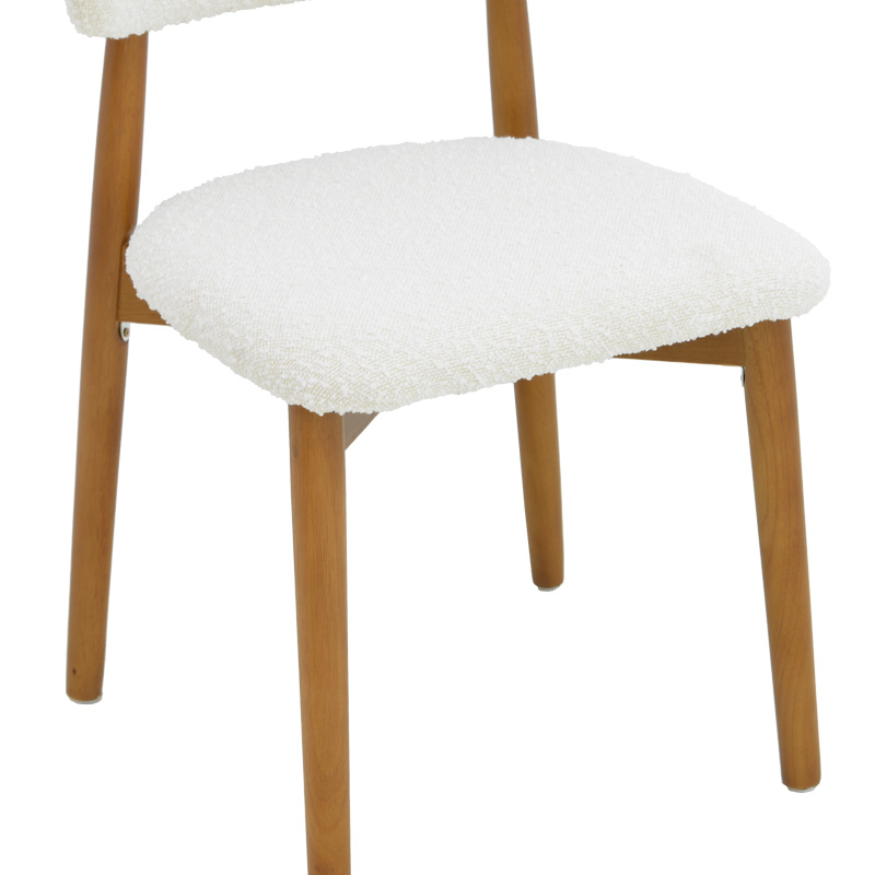 Καρέκλα Ubene pakoworld rubberwood σε καρυδί-μπουκλέ ύφασμα σε λευκή απόχρωση 51x56x79εκ 7