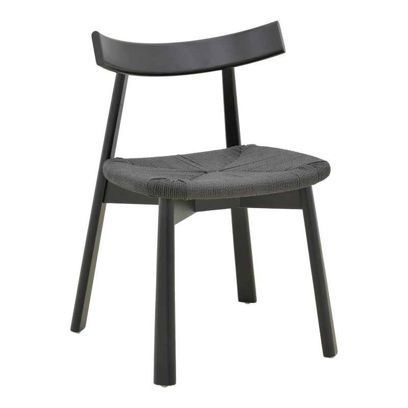 Καρέκλα Clareta pakoworld rubberwood-σχοινί σε μαύρη απόχρωση 53x55x79εκ 1
