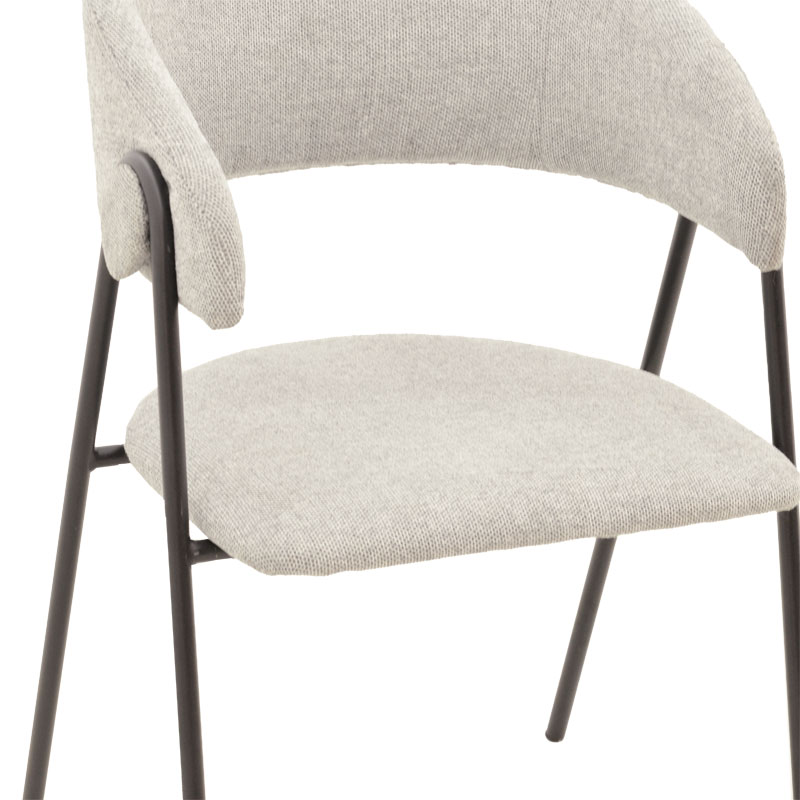 Καρέκλα Rachele pakoworld ανοιχτό γκρι ύφασμα-πόδι μαύρο μέταλλο 52x53x83εκ 5