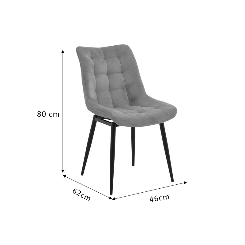 Καρέκλα Vittorio pakoworld μπεζ βελούδο-πόδι μαύρο μέταλλο 46x62x80εκ 8