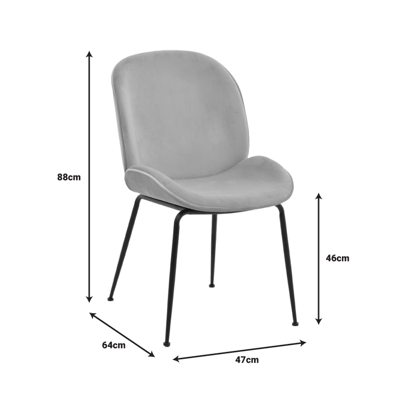 Καρέκλα Adelaide pakoworld μπεζ βελούδο-πόδι μέταλλο μαύρο 47x64x88εκ 8