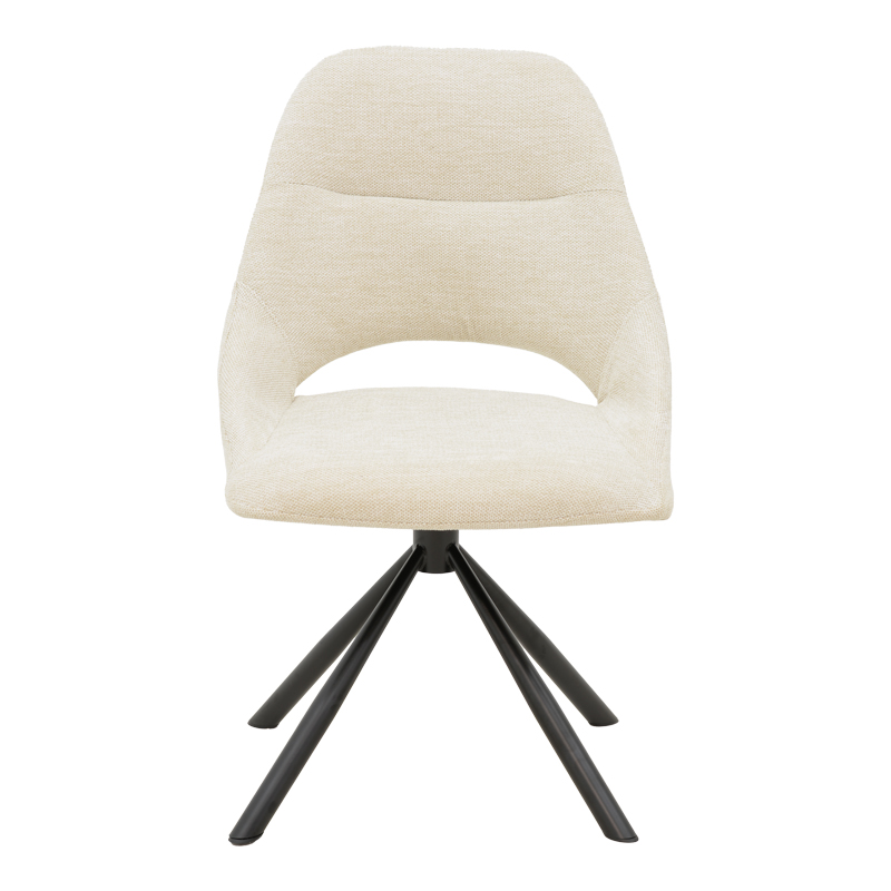 Καρέκλα Luciano pakoworld ύφασμα σε κρεμ απόχρωση και μαύρο μεταλλικό πόδι περιστρεφόμενη 52x58x86εκ 4