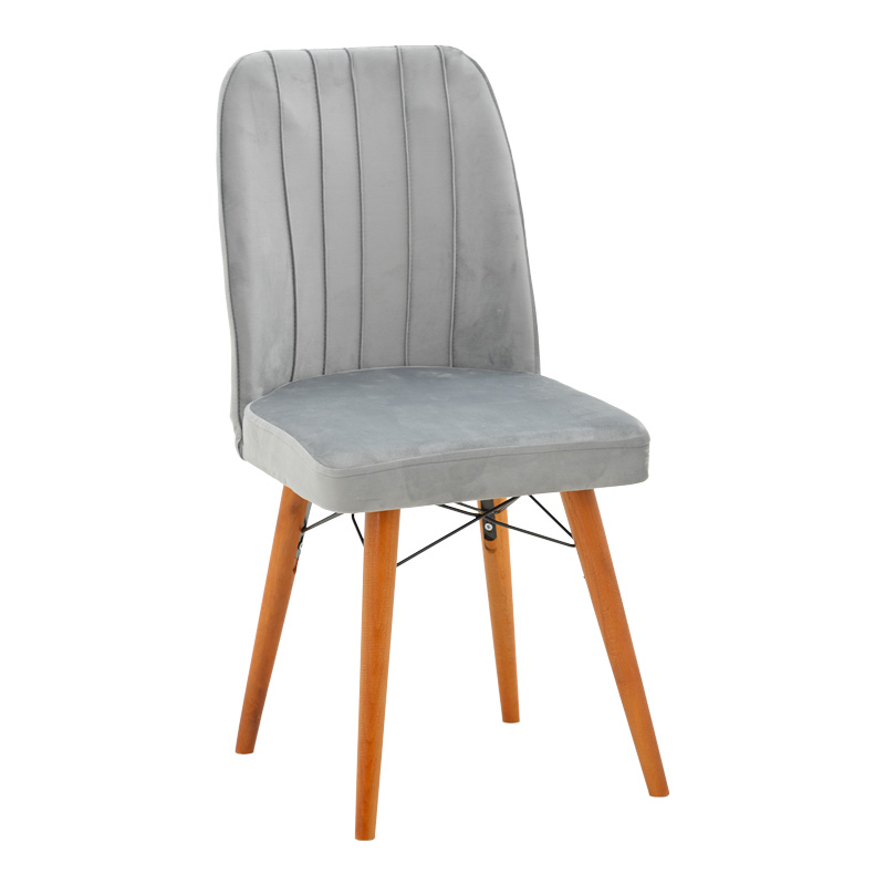 Καρέκλα Vespera I pakoworld βελούδο γκρι-καρυδί πόδι 1