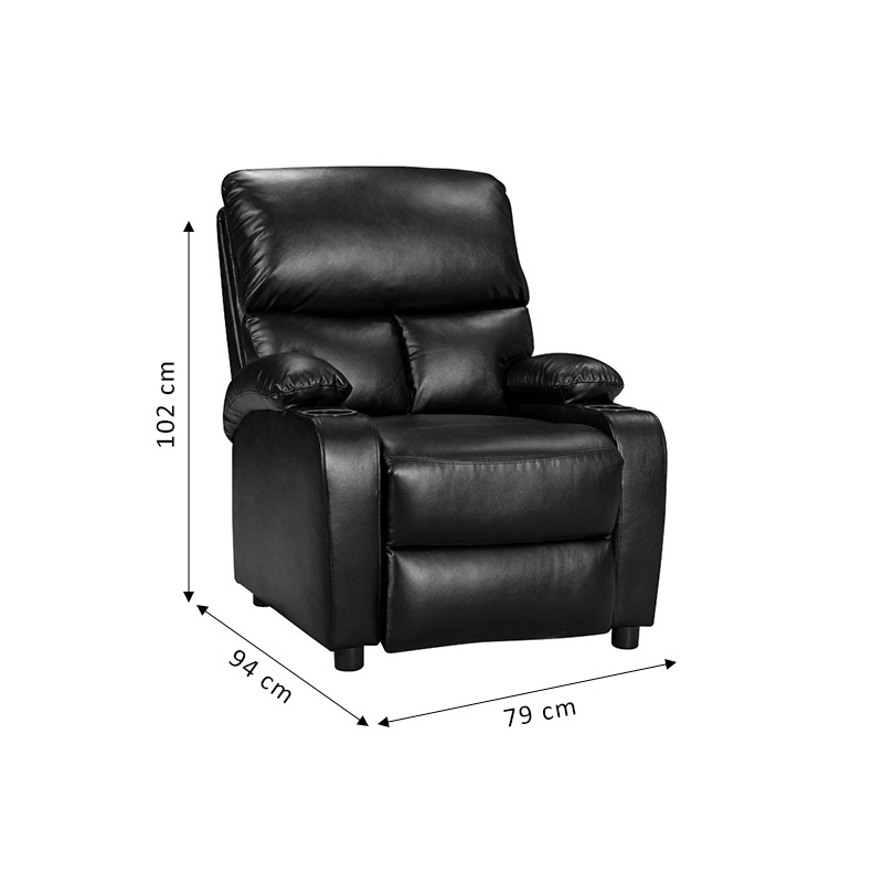 Πολυθρόνα relax με ποτηροθήκη Gartia pakoworld μαύρο pu 79x94x102εκ 3