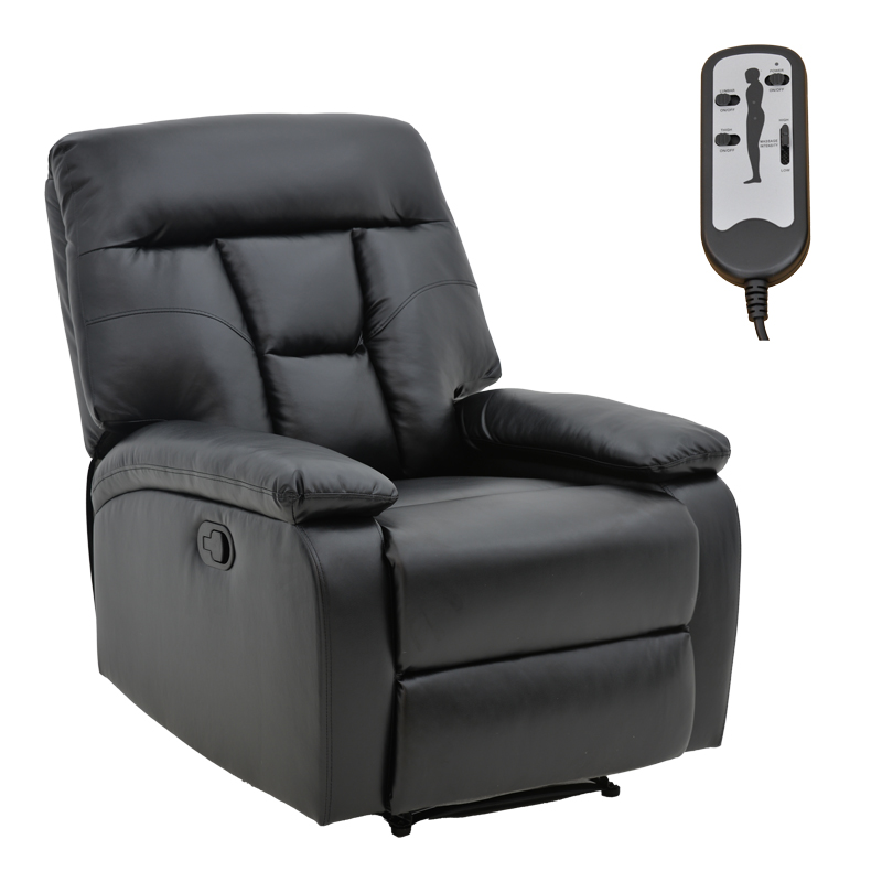 Πολυθρόνα relax με μηχανισμό massage Terpsi pakoworld μαύρο PU 80x94x102εκ 1