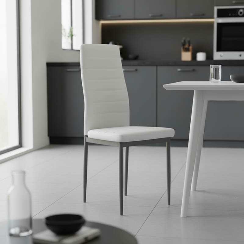 Καρέκλα Parker pakoworld μέταλλο-PU λευκό-ανθρακί πόδι 42x48x98εκ 2