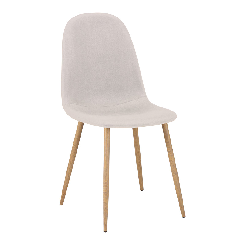 Καρέκλα Bella pakoworld ανοιχτό γκρι ύφασμα με πόδι μέταλλο σε φυσική απόχρωση 43.5x52x89εκ 1