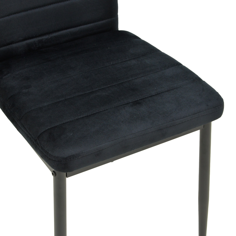 Καρέκλα Parker pakoworld βελούδο σε μαύρη απόχρωση με μαύρα μεταλλικά πόδια 39.5x48x95εκ 7
