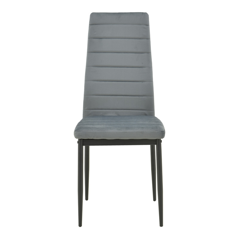 Καρέκλα Parker pakoworld βελούδο σε γκρι απόχρωση με μαύρα μεταλλικά πόδια 39.5x48x95εκ 4