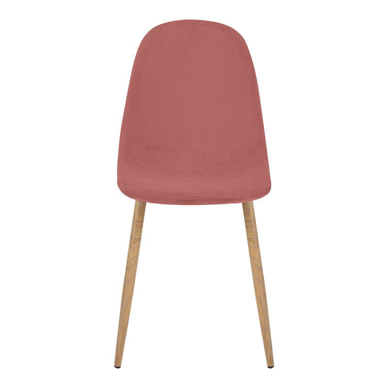 Καρέκλα Bella pakoworld σάπιο μήλο βελούδο με μεταλλικό πόδι σε φυσική απόχρωση 43.5x52x89εκ 4