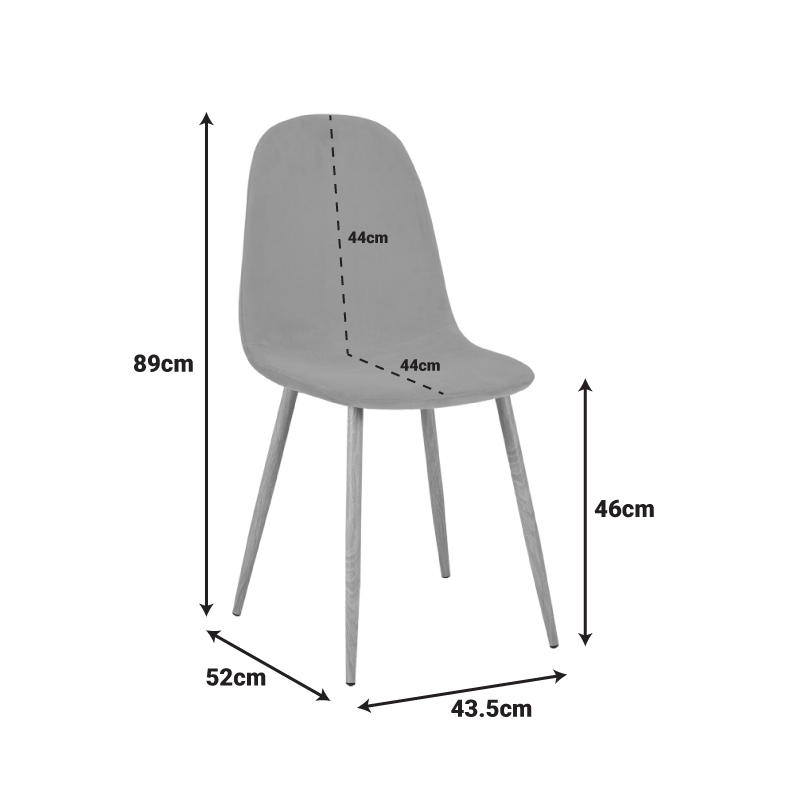 Καρέκλα Bella pakoworld σάπιο μήλο βελούδο με μεταλλικό μαύρο πόδι 43.5x52x89εκ 5