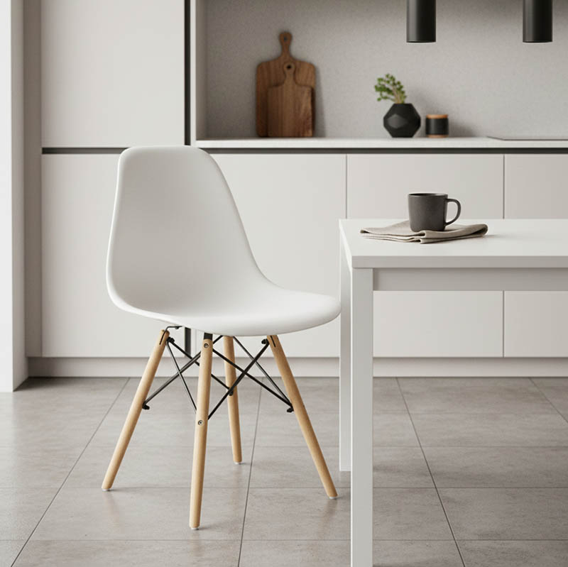 Καρέκλα Julita pakoworld PP λευκό-φυσικό πόδι 46x50x82εκ 2