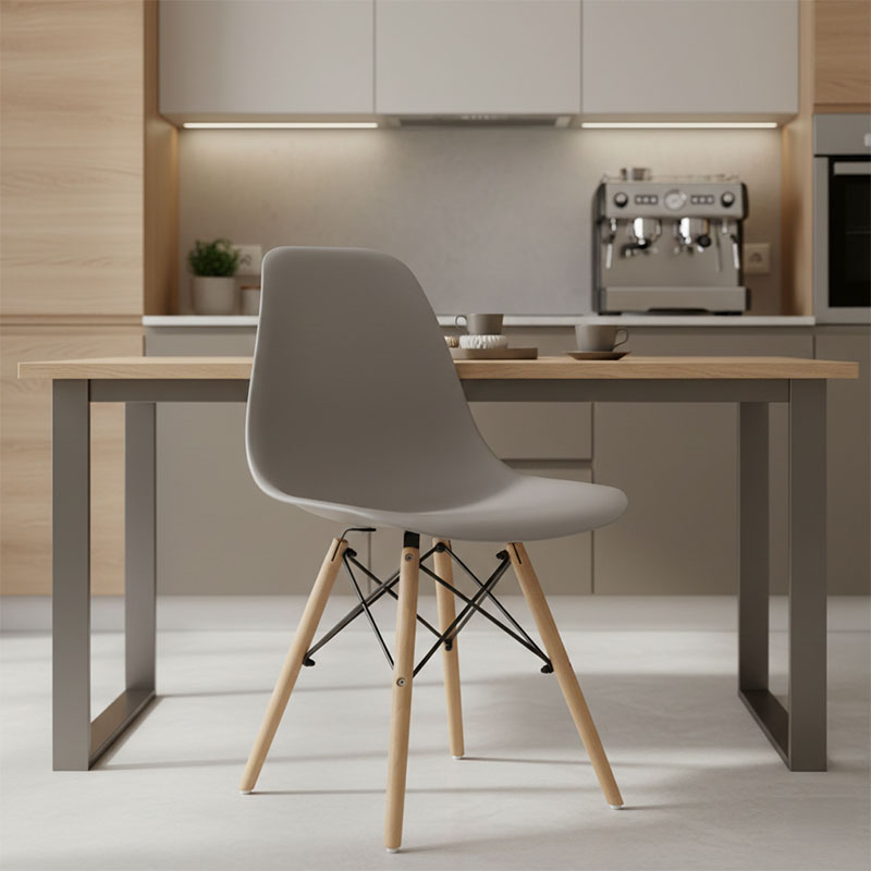 Καρέκλα Julita pakoworld PP γκρι-φυσικό πόδι 46x50x82εκ 2