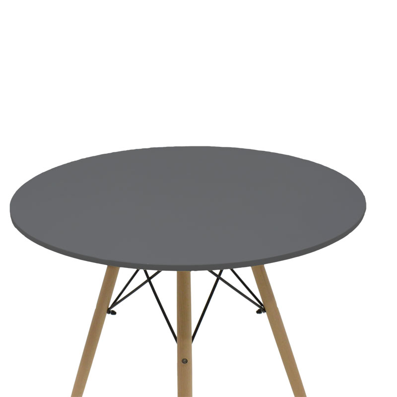 Τραπέζι Julita pakoworld MDF μαύρο-πόδια φυσικό Φ80x73εκ 3