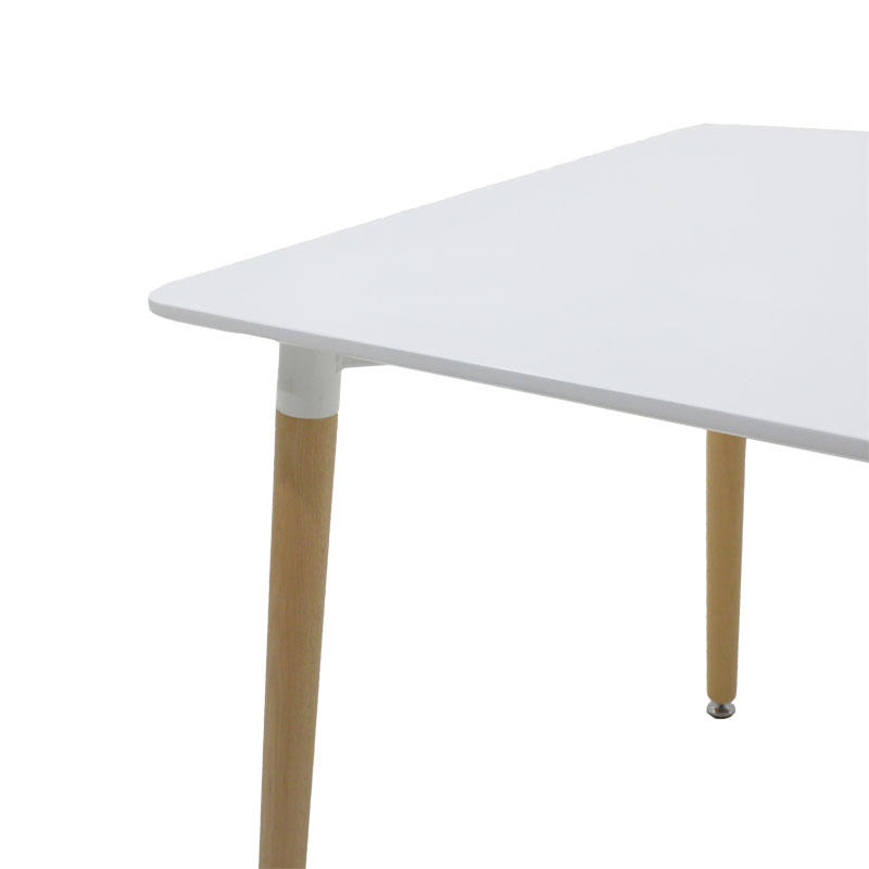 Τραπέζι Natali pakoworld MDF λευκό-πόδια φυσικό 80x80x76εκ 4